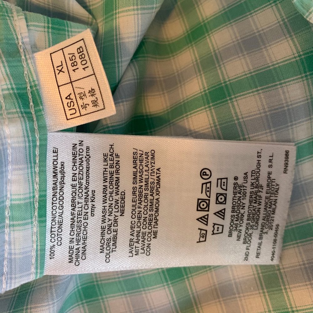 Blue and Green Plaid Brooks Brothers Button Down - Picture 5 of 5